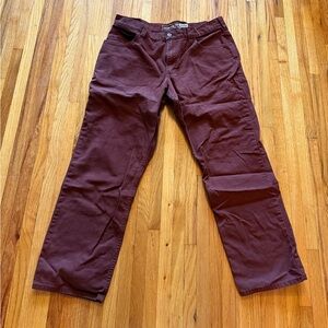 MEN'S WORK PANT RELAXED FIT RUGGED FLEX® - CANVAS Color: Burgundy Size: 35x30